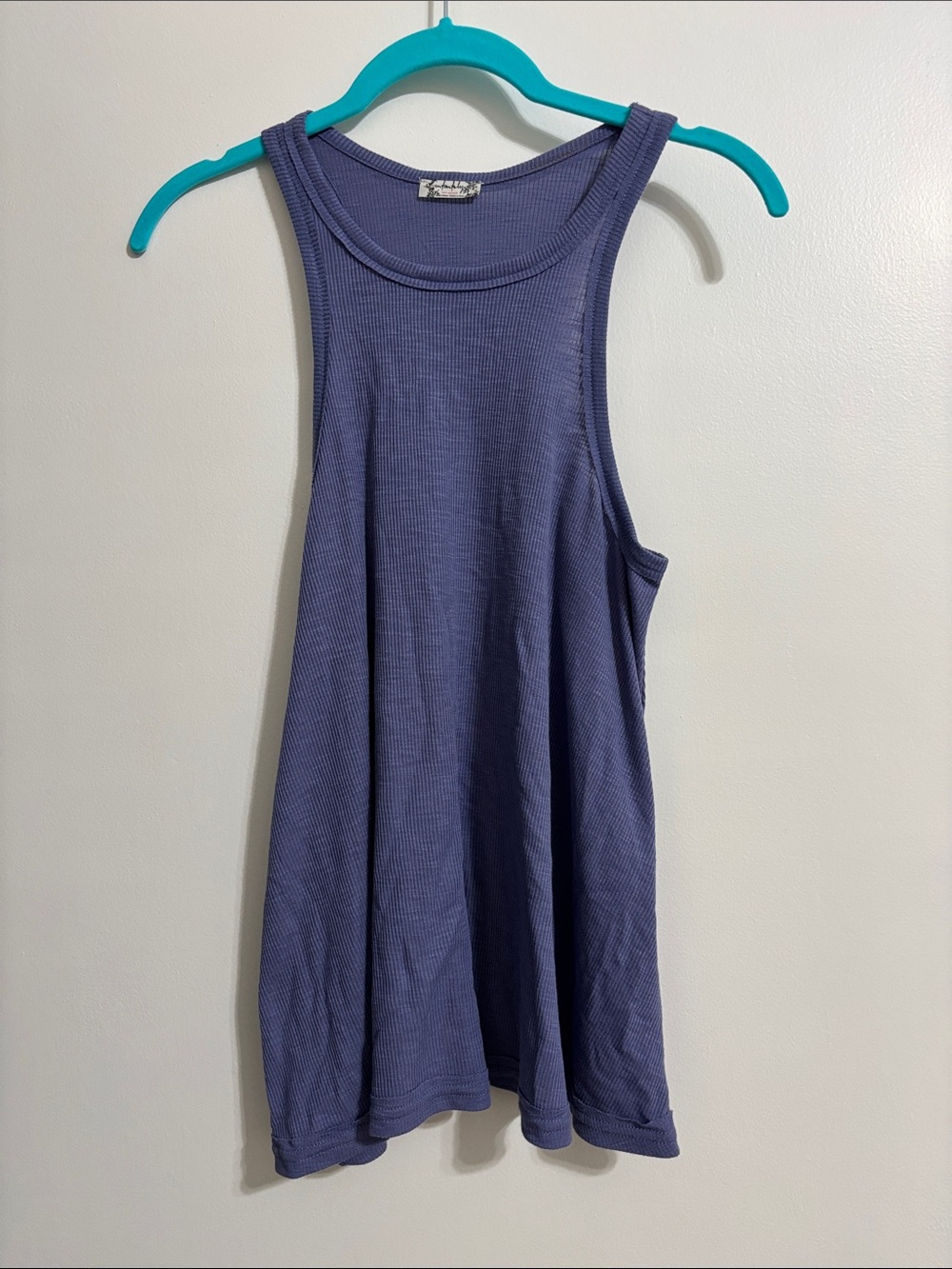Ribbed Indigo Scoop Neck Tank Top